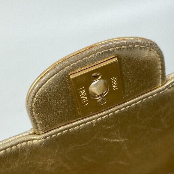 CHANEL CC Mark CC Chocolate bar Double Chain Crossbody Shoulder Bag Canvas Beige - Picture 10 of 16